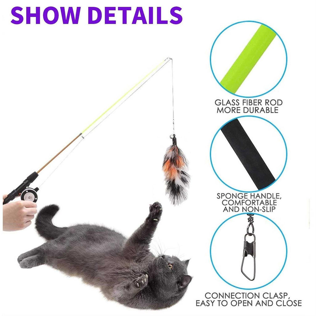Retractable Cat Teaser Wand Toy with 8 Pcs Refills V98560