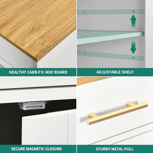 White Oak Rolling Kitchen Island with Trash Can Storage G26977