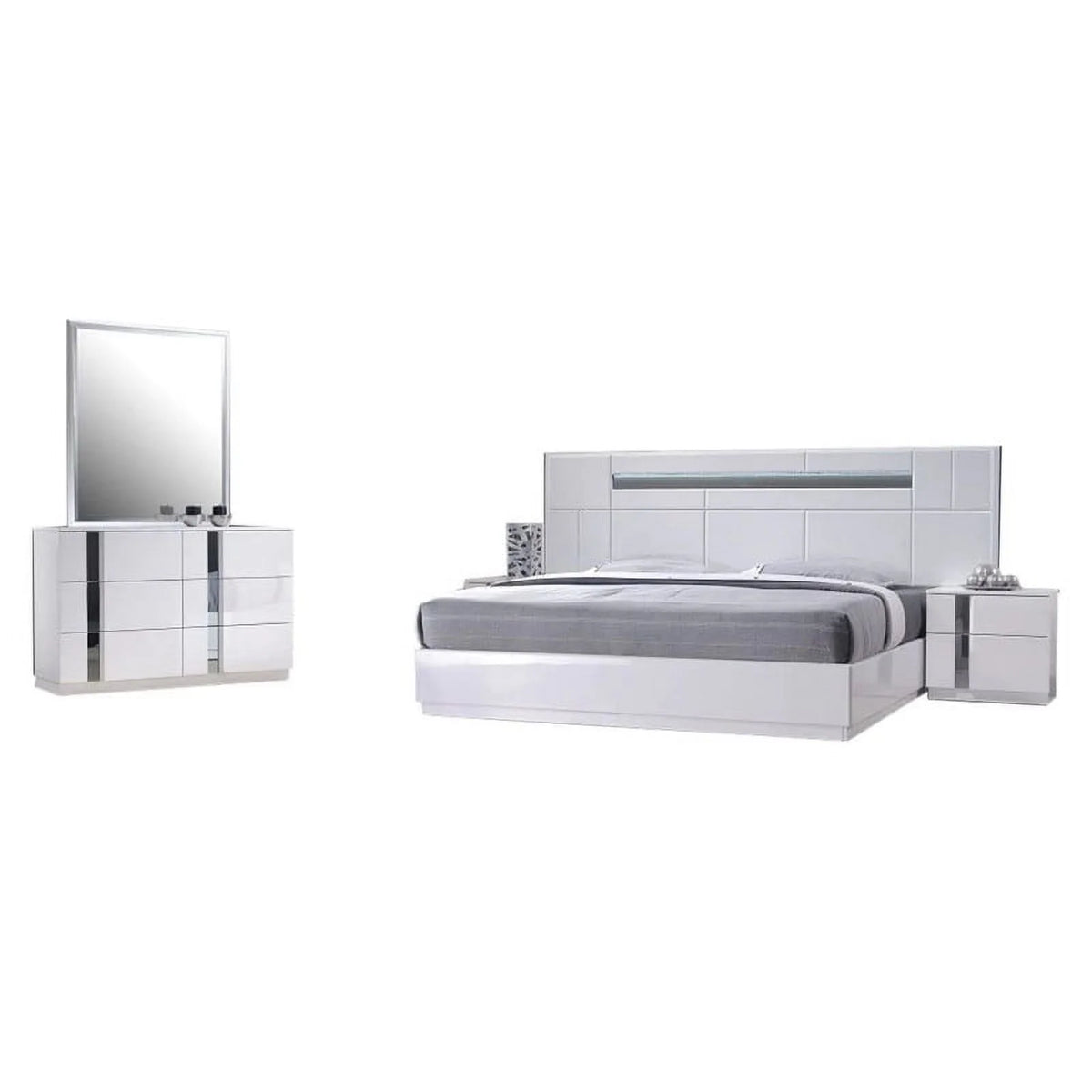 White King Size 3-Piece Bedroom Set W9040