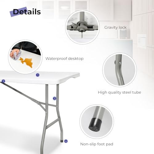 6ft Heavy Duty Plastic Folding Table M5152