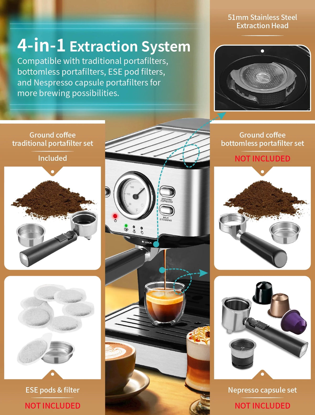 15 Bar Espresso Machine with Steamer Z4981