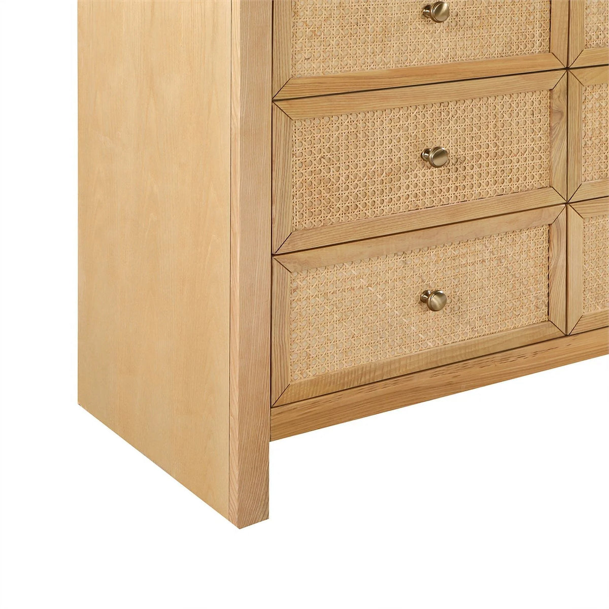 Brown 9-Drawer Rattan Wood Dresser C9249
