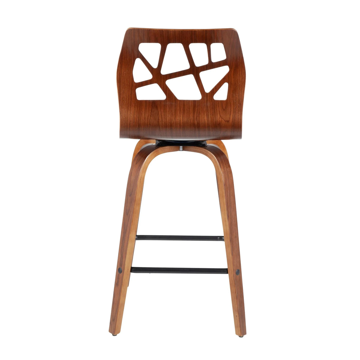 Walnut Wood Black Faux Leather Counter Stool Set of 2 R639195