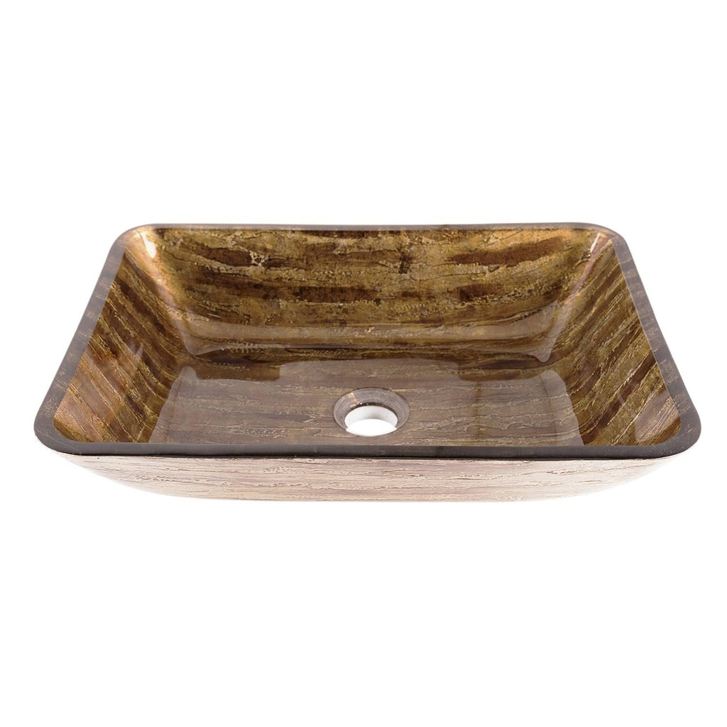 Amber Sunset Glass Rectangular Vessel Bathroom Sink K74886