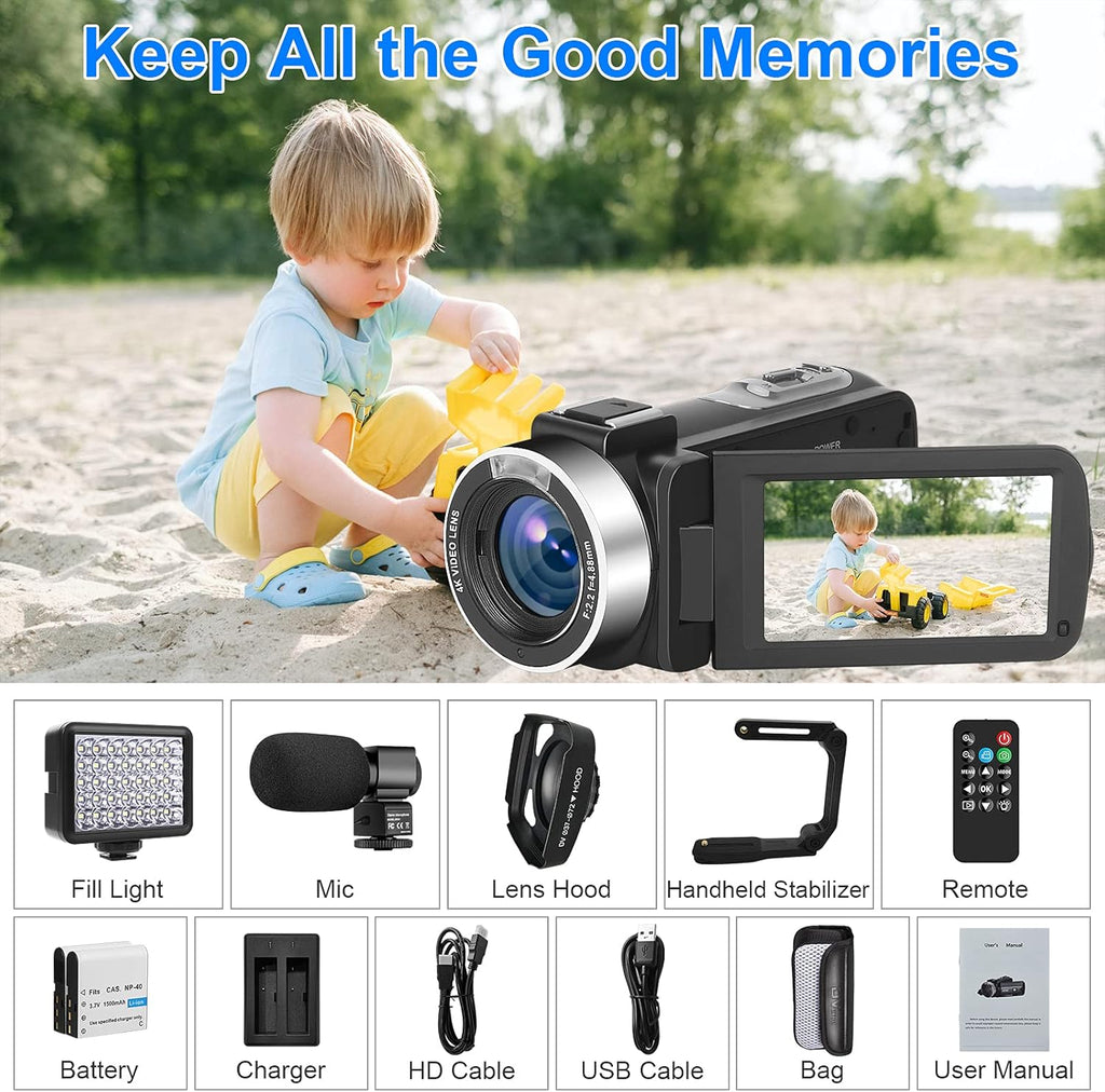 4K 56MP Vlogging Camera with External Microphone and IR Night Vision Q76349