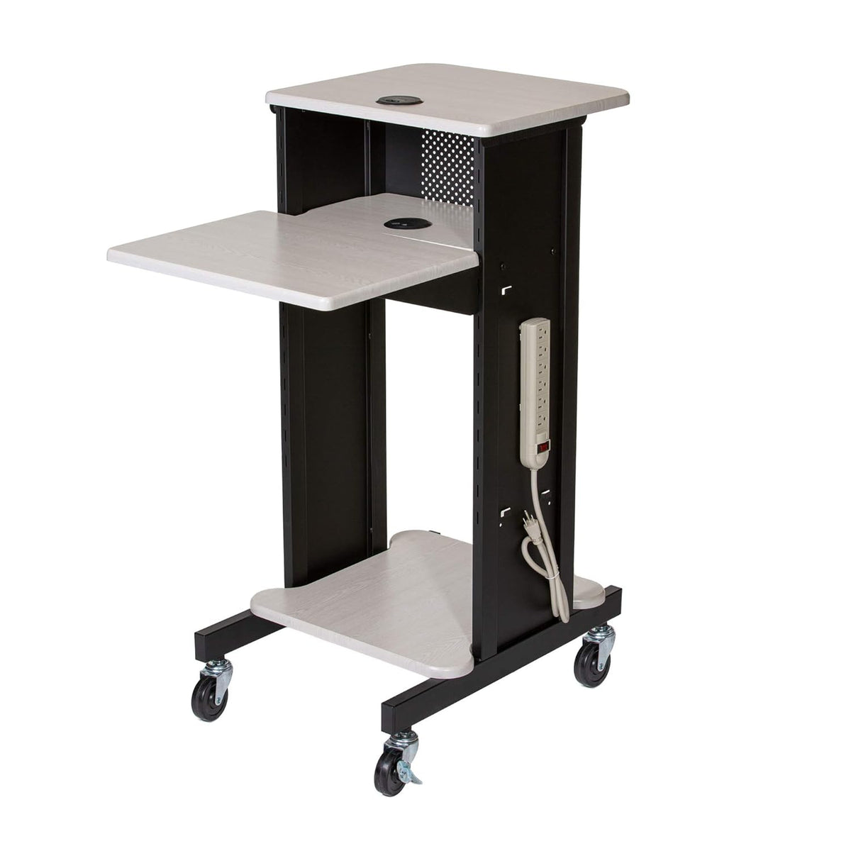 Presentation Cart and Stand, Steel Frame, Ivory Woodgrain K2781