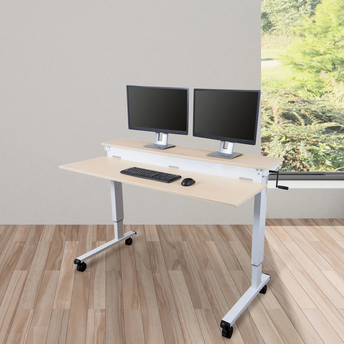 60" Two-tier Crank Adjustable Sit to Stand Desk K281280
