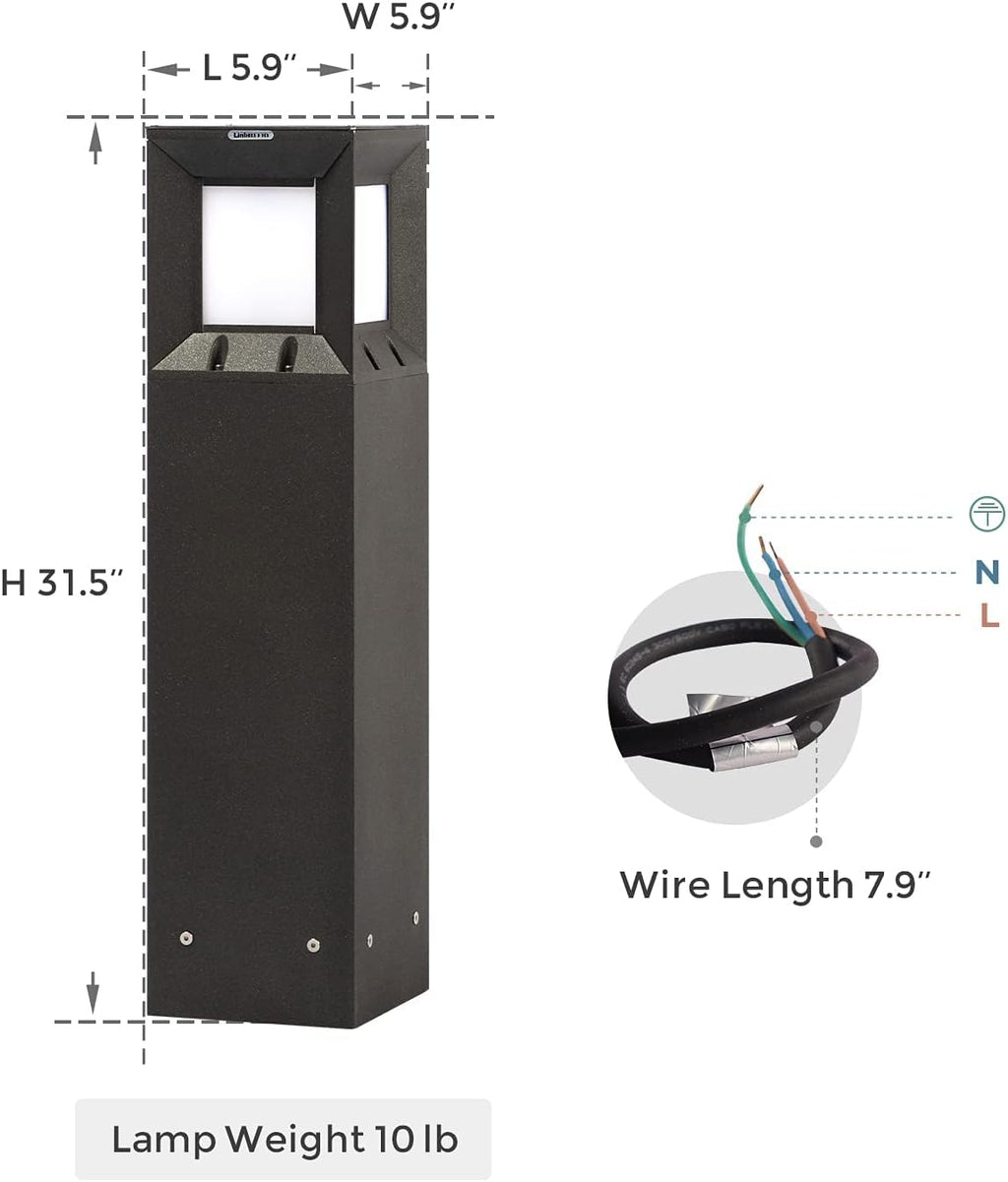 32 Inches Outdoor Bollard Light with IP54 Waterproof LED Lighting T8102