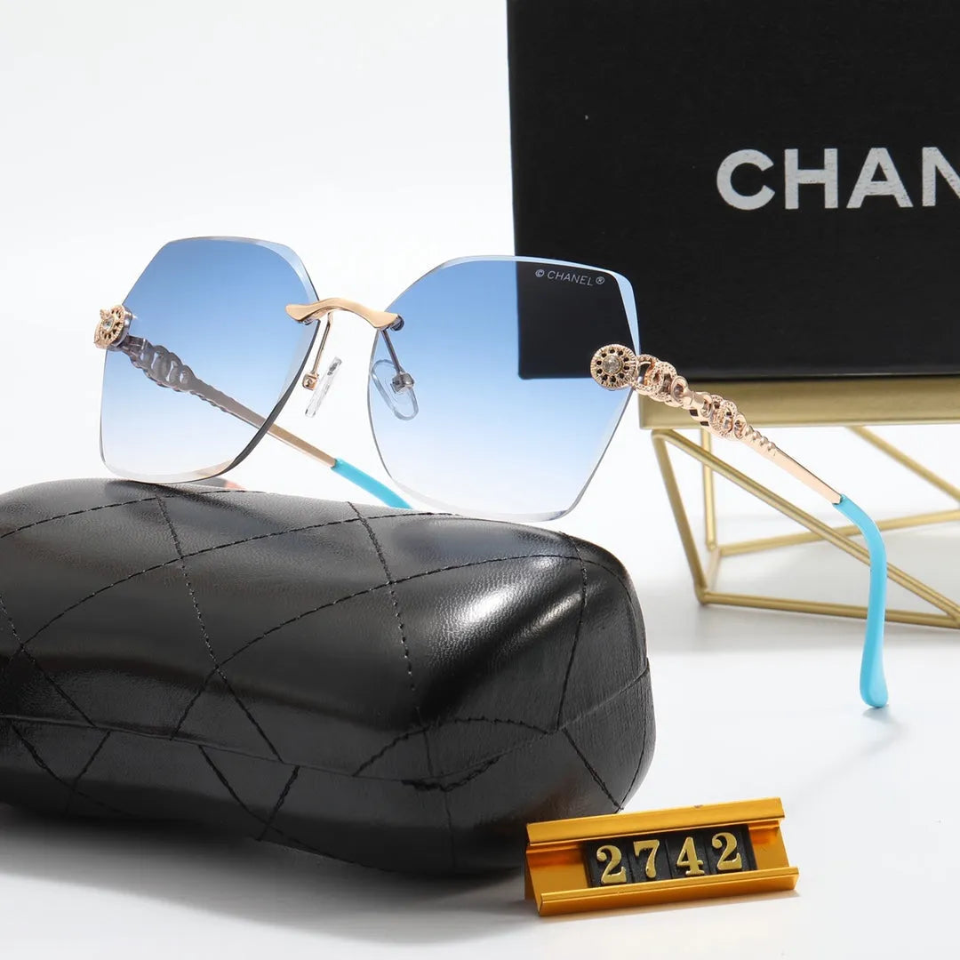 Frameless Rhinestone Flower Polarized Sunglasses O52604