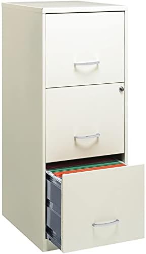 3 Drawer Vertical Metal File Cabinet with Lock Pearl White Z863891