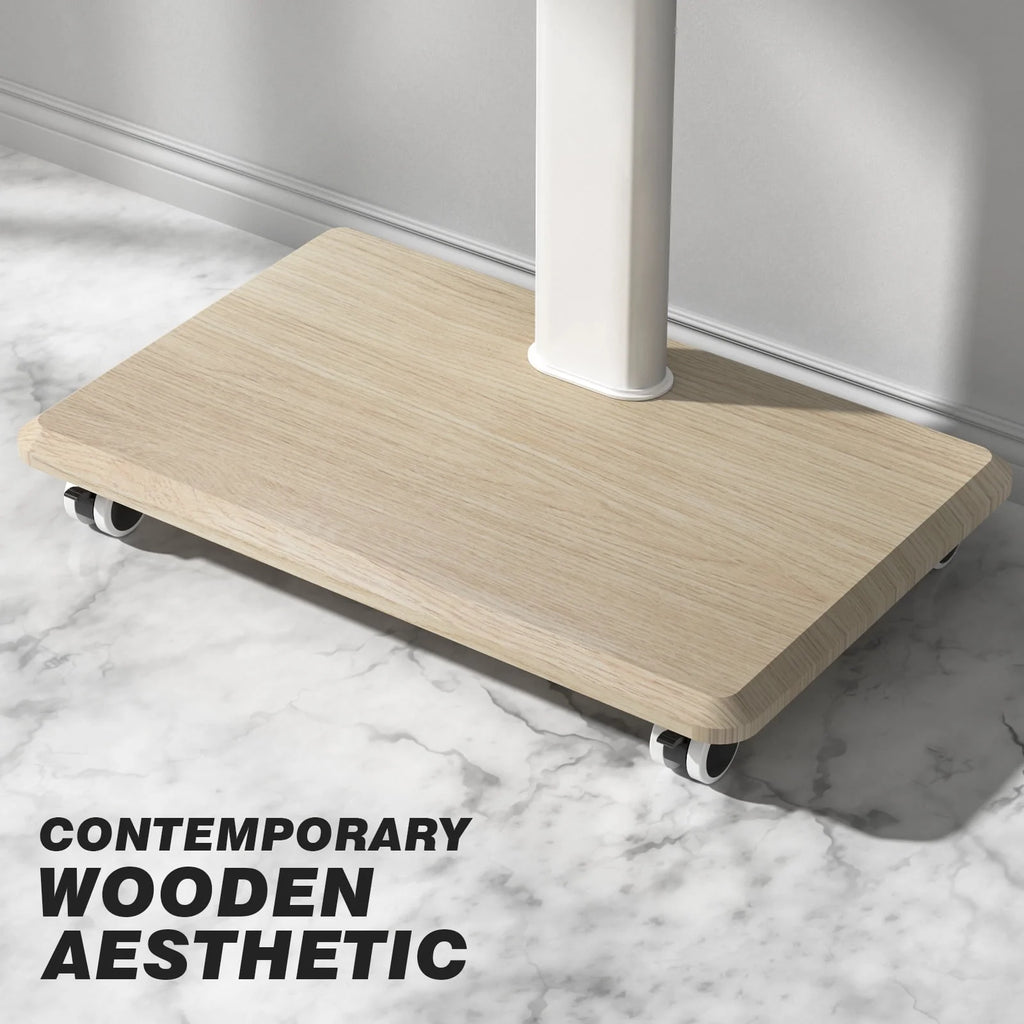 Modern Rolling TV Stand up to 65 inch White Wooden Base U288518
