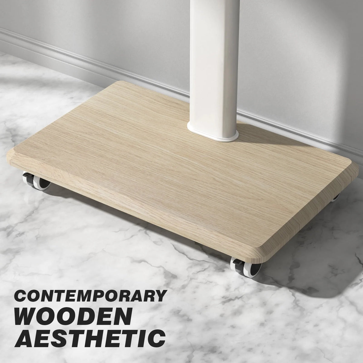 Modern Rolling TV Stand up to 65 inch White Wooden Base U288518