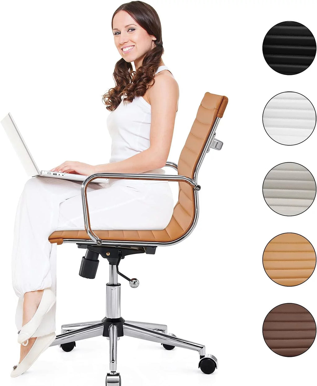 Ergonomic Office Chair with Back Support and Caster Wheels H236271