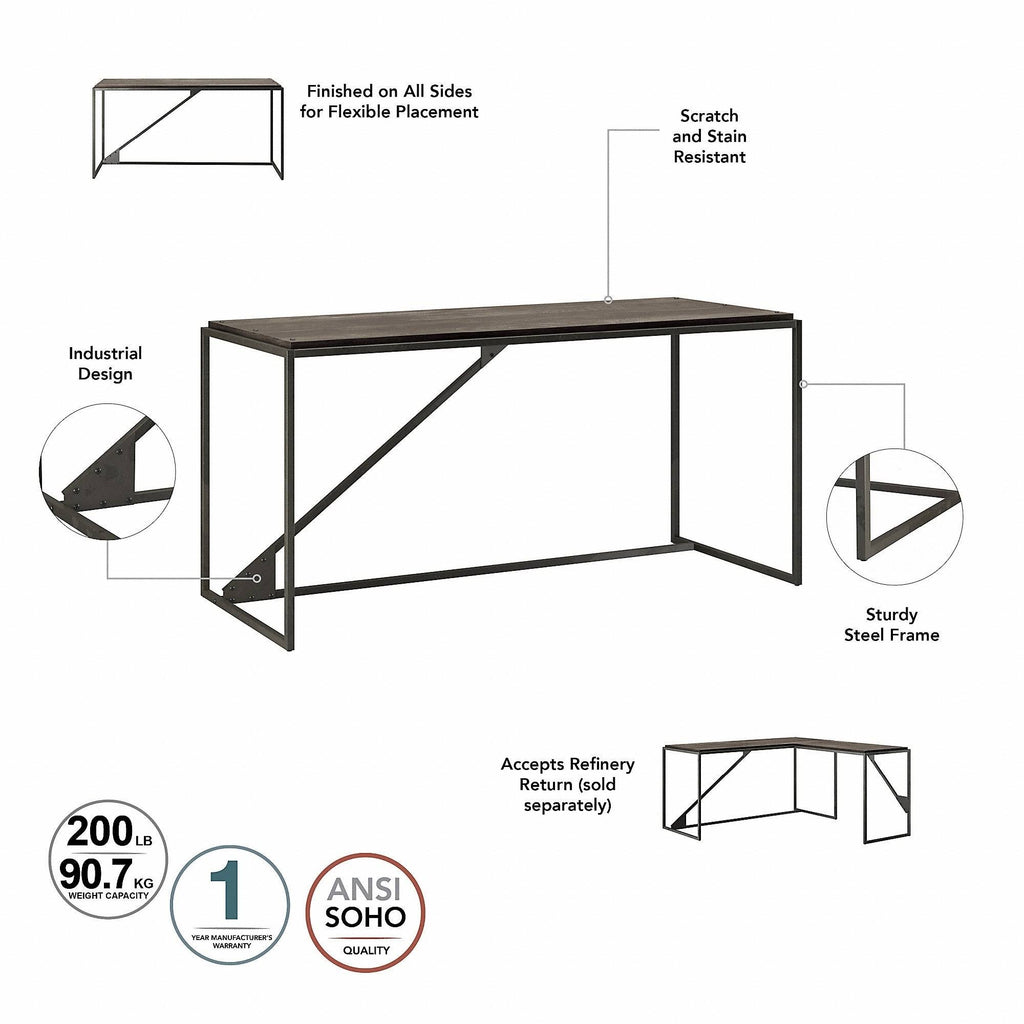 62W L Shaped Industrial Desk in Restored Gray H756924