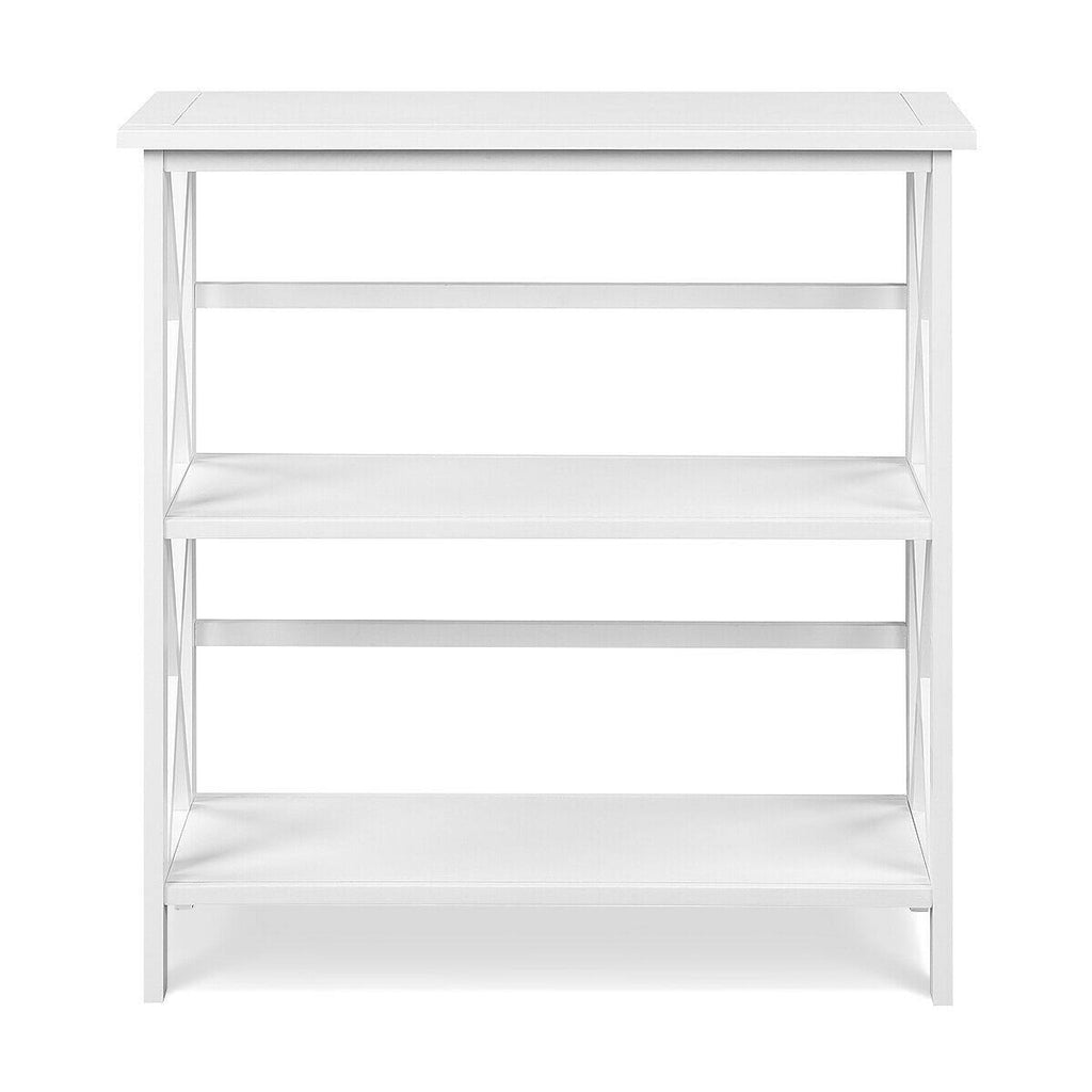 3-Tier White Wooden Open Shelf Bookcase O7471