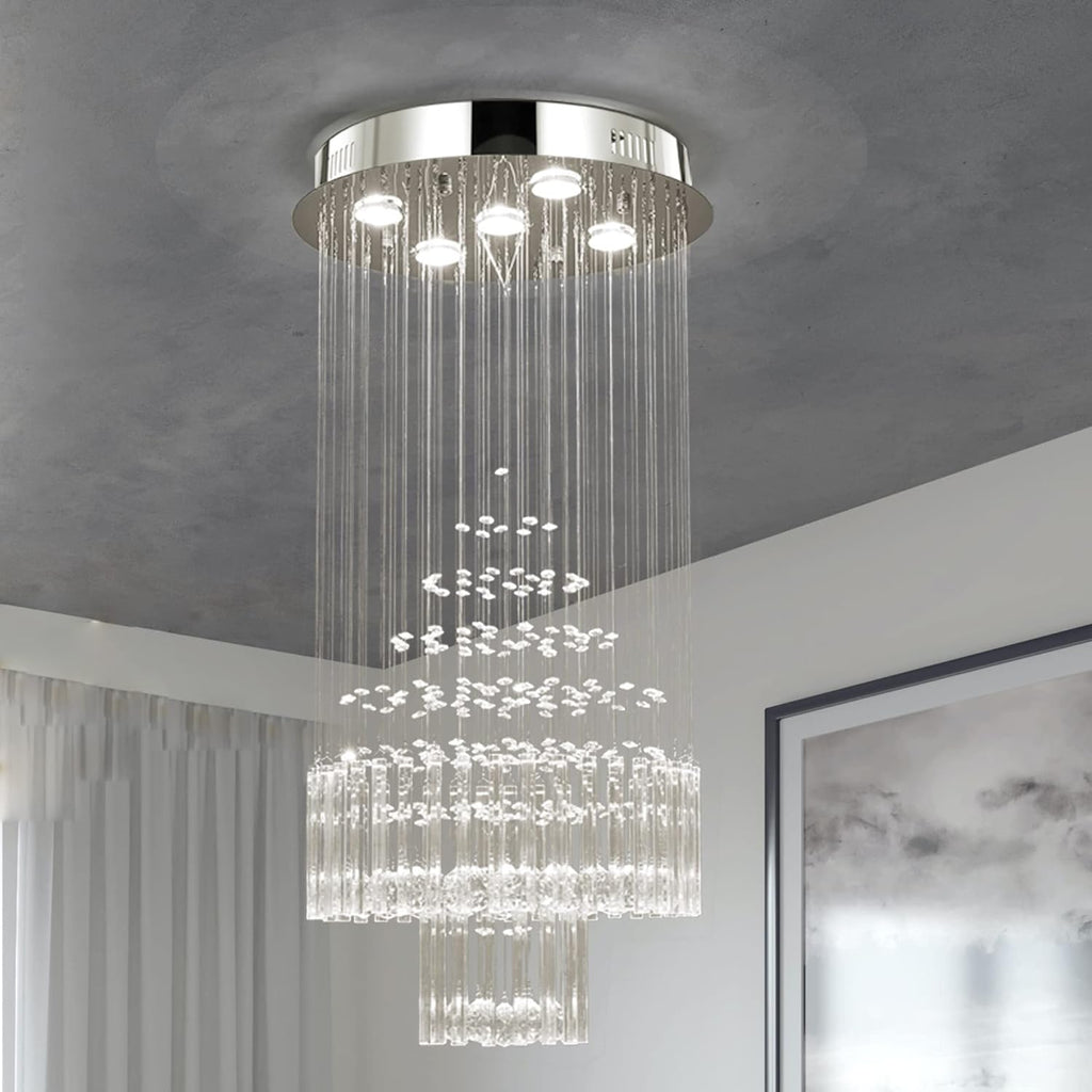 Crystal Raindrop 5-Lights Flush Mount Chandelier O74815