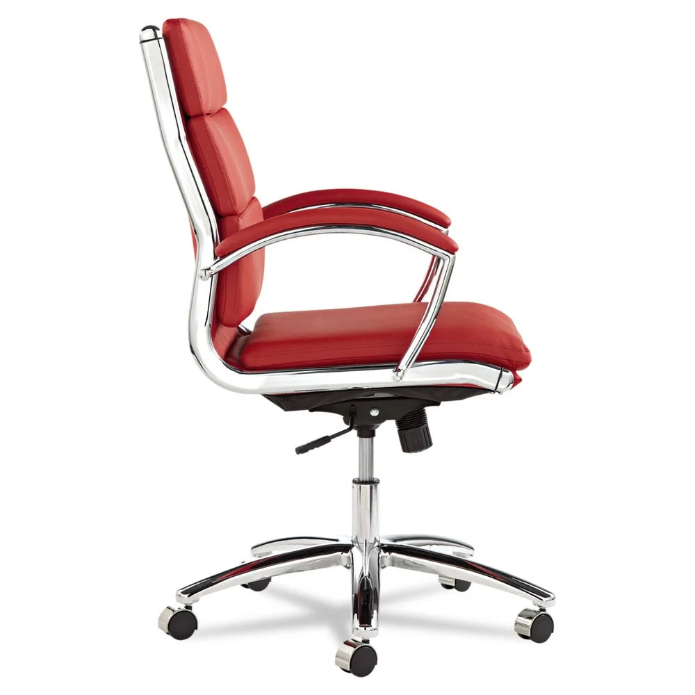 Red Faux Leather Mid-Back Chair W711