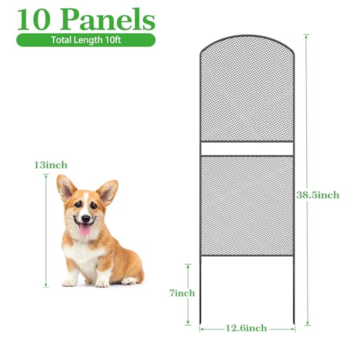 Mesh Decorative Garden Fence 10 Pack, 38.5in x 10ft Rustproof Metal Wire Panel R680854