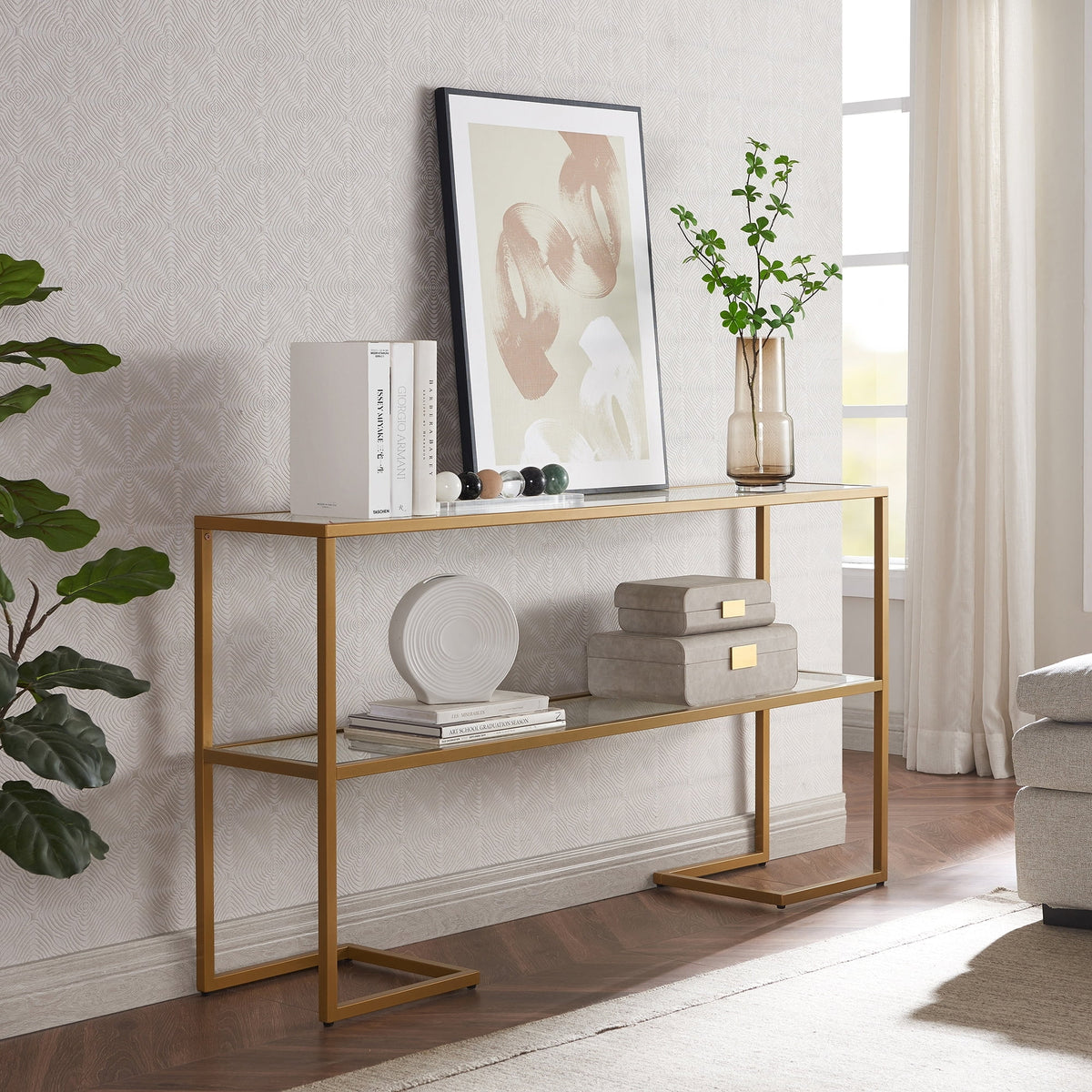Console Table Gold Glass Top K6646