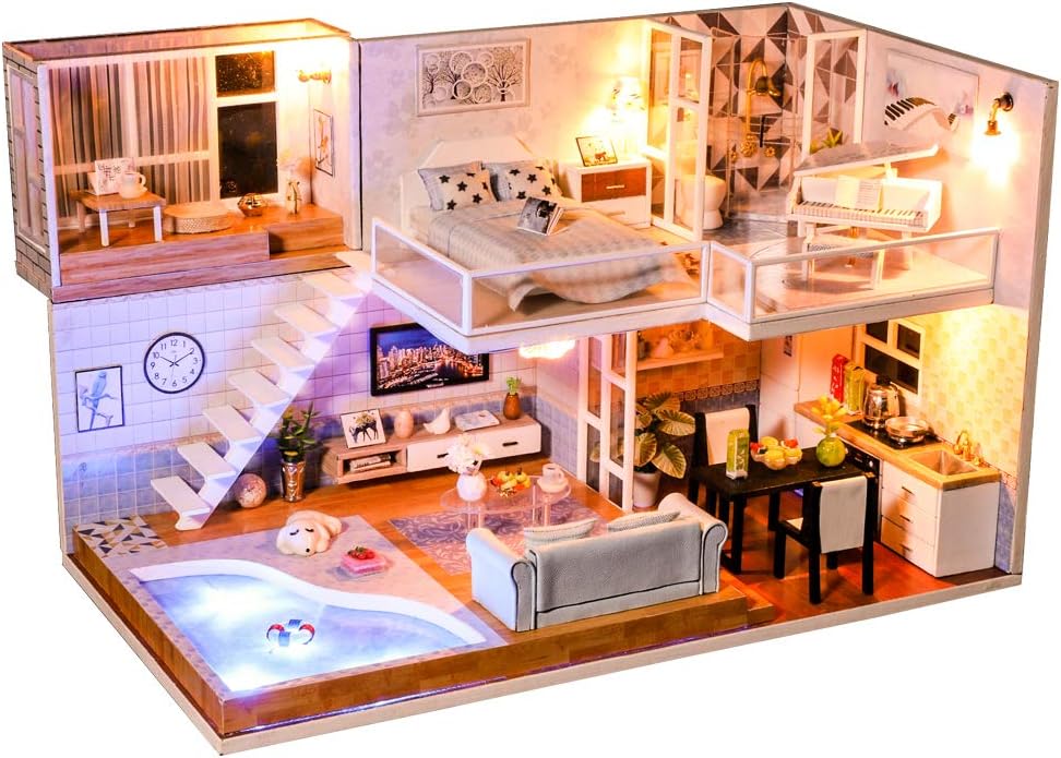 DIY Dollhouse Kit with Furniture, 1:24 Scale C693328