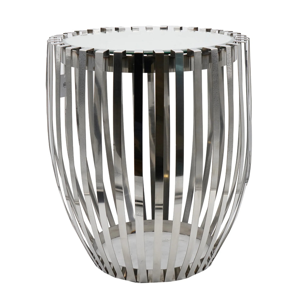 Drum Accent Table 23" Silver J23388