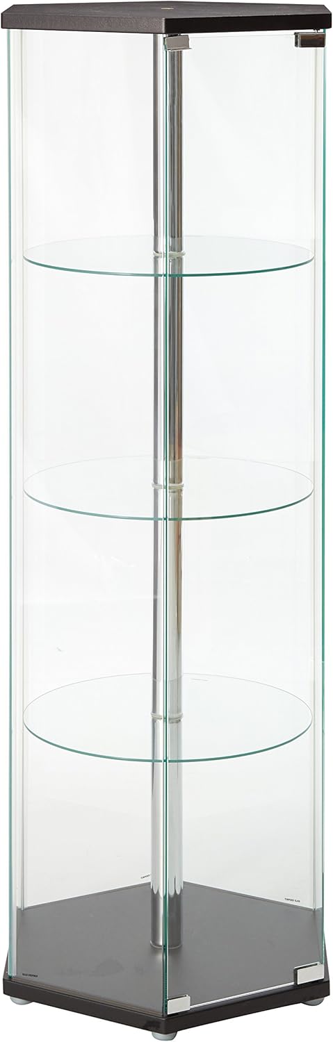 Hexagon Shaped Curio Cabinet Black and Clear L137093