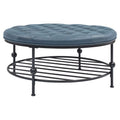 Blue Faux Leather Tufted Cocktail Ottoman N979070