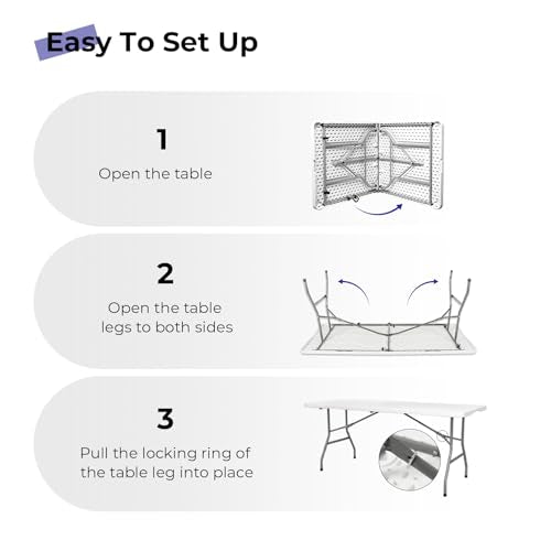 6ft Heavy Duty Plastic Folding Table M5152
