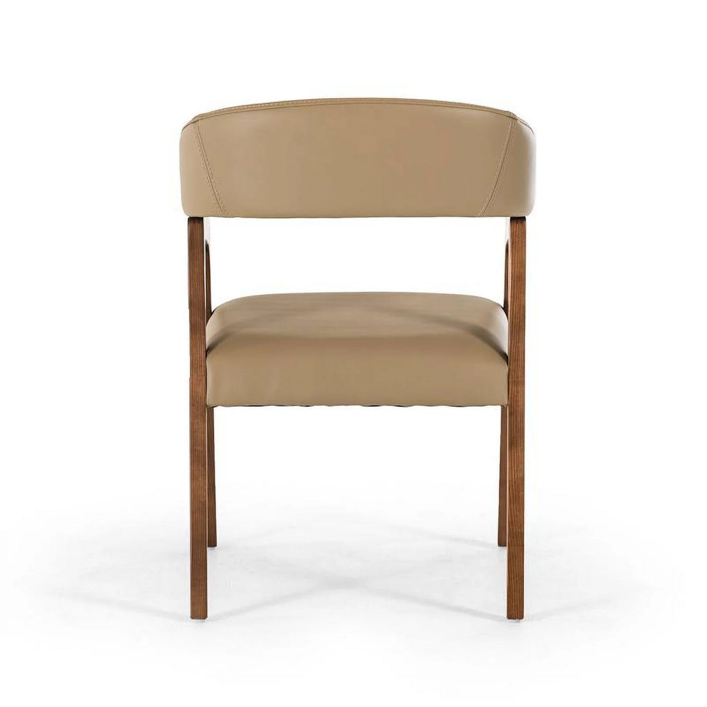 Taupe Leatherette and Walnut Wood Dining Chair R106