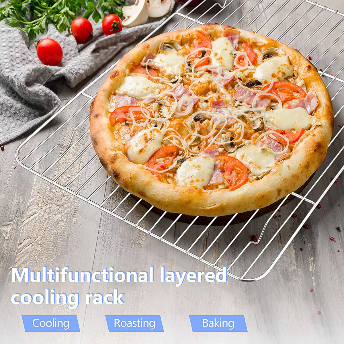 16 inch Stainless Steel Baking Sheet with Rack & Mat Set of 6 E9639