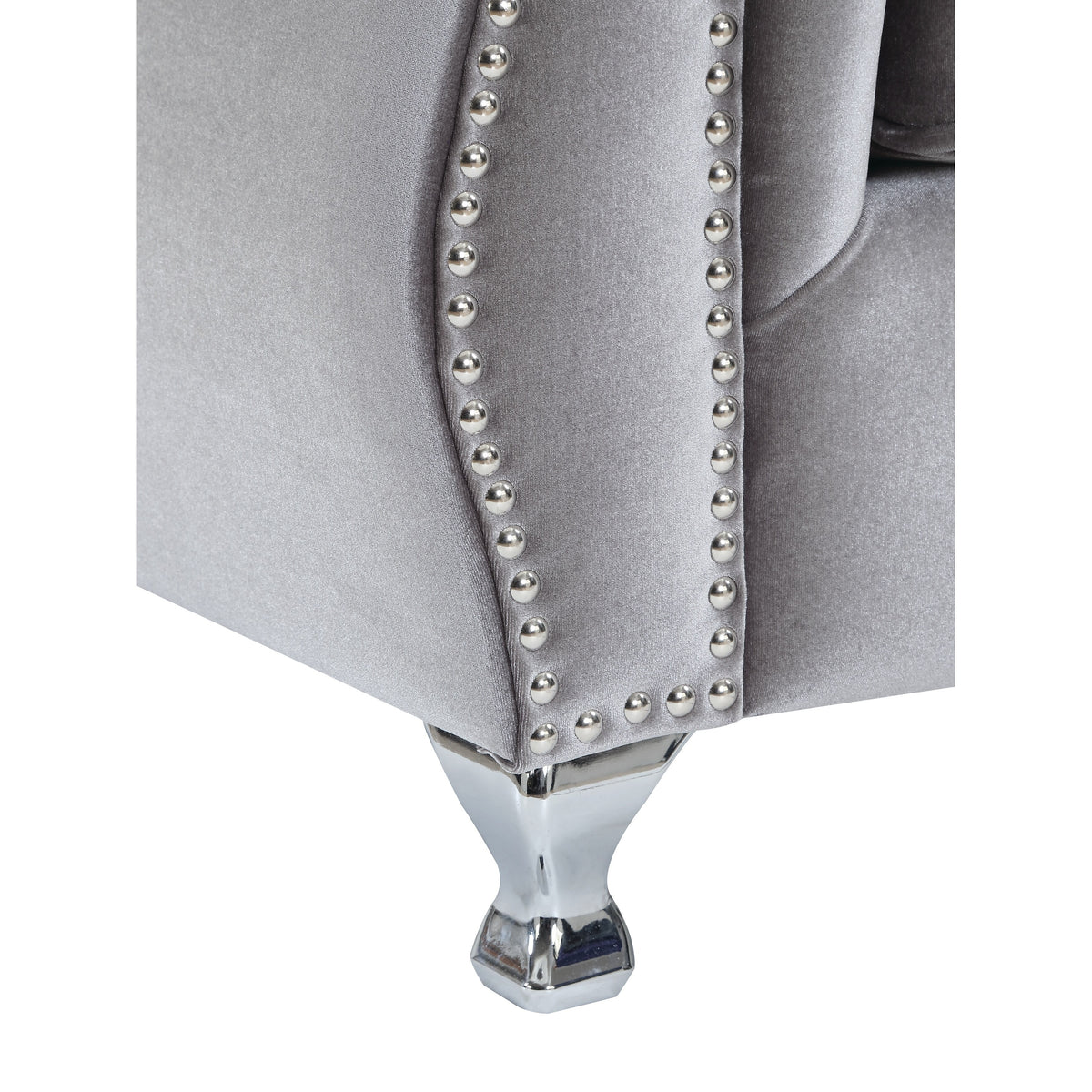 Silver Upholstered Tufted Living Room Set K4955
