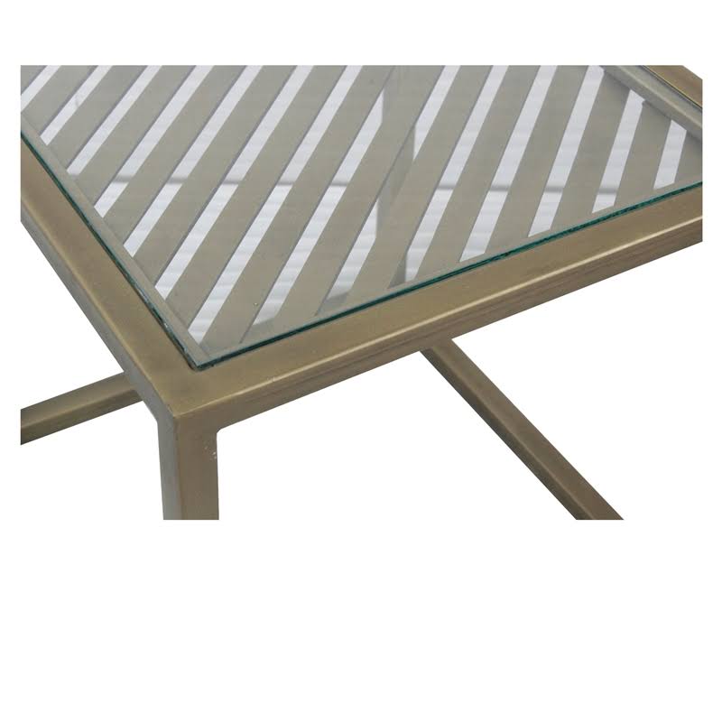 Gold Metal and Glass End Table D6489