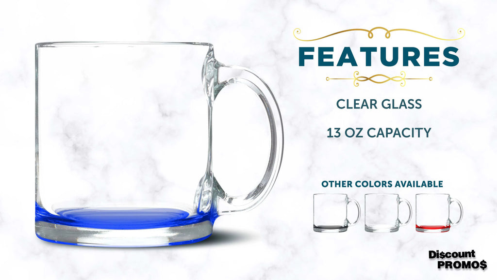 Clear Glass Coffee Mugs 13 oz. Set of 10 C175