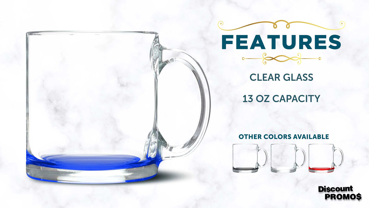 Clear Glass Coffee Mugs 13 oz. Set of 10 C175