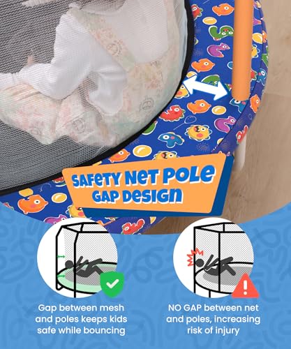 55" Kids Trampoline with Basketball Hoop and Safety Enclosure W746
