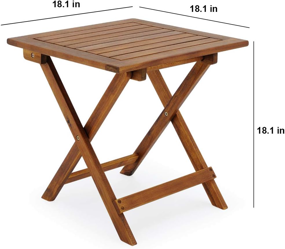 18x18 Inch Acacia Wood Folding Patio Side Table B16066