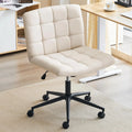 Beige Wide Armless Desk Chair with Wheels G2170