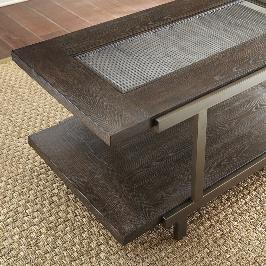 Rustic Industrial Cocktail Table with Bottom Shelf L110771