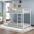White Metal Twin over Twin Bunk Bed with Storage Shelf L525758