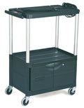 Black Three-Shelf AV Cart with Cabinet U750035