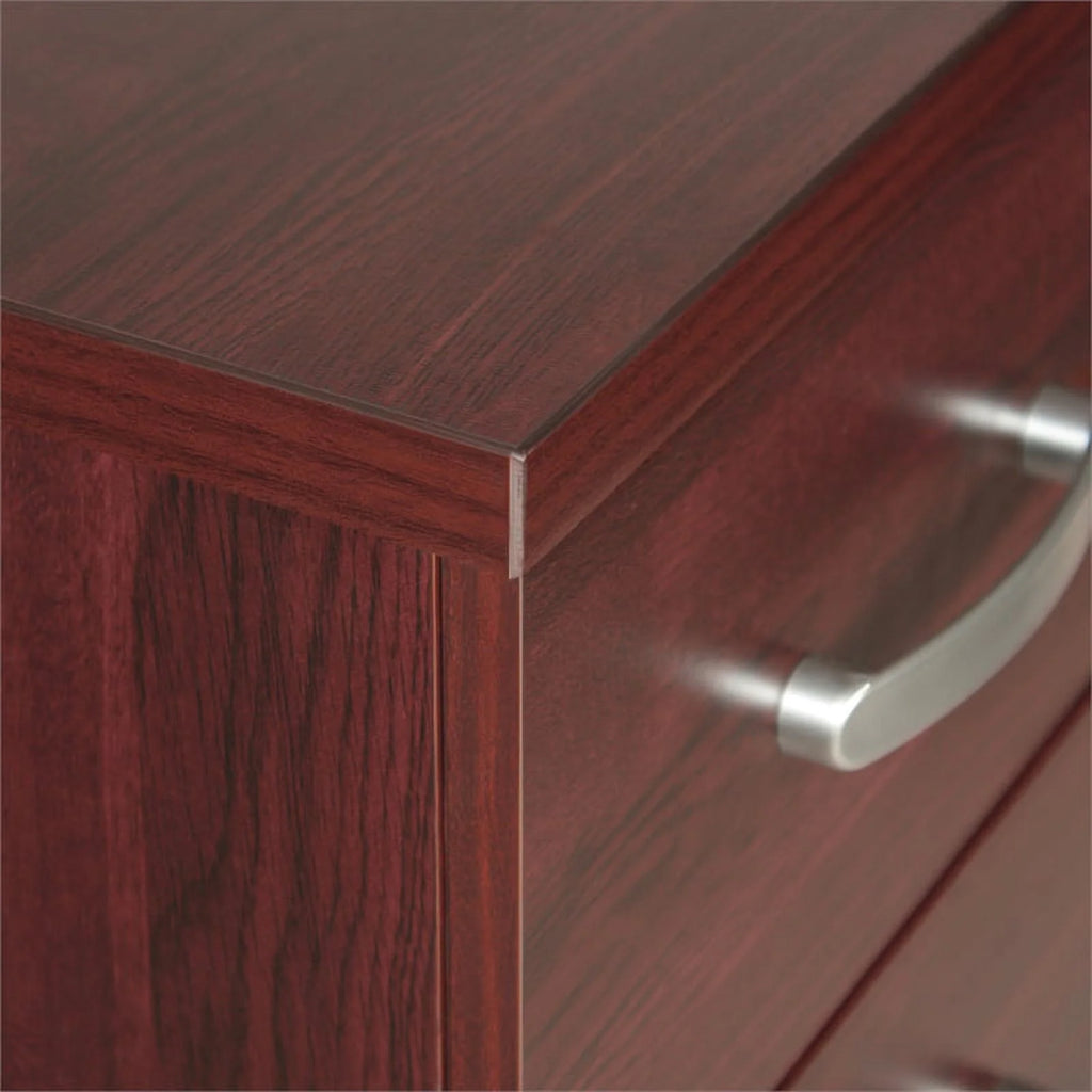 Pine Twin Bed and Dresser with Lock in Mahogany N6799