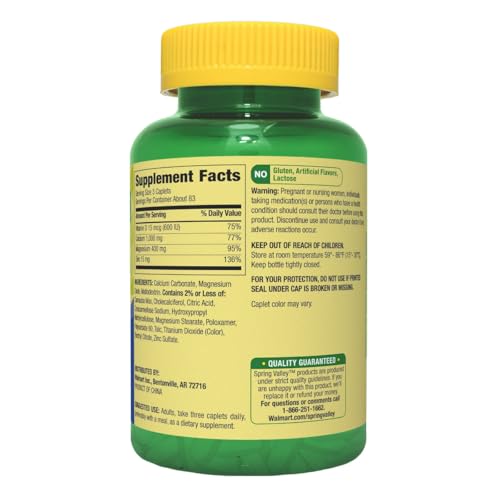 Calcium, Magnesium & Zinc Plus Vitamin D3 Coated Caplets, 250 Count + Weekly Pillbox B23249