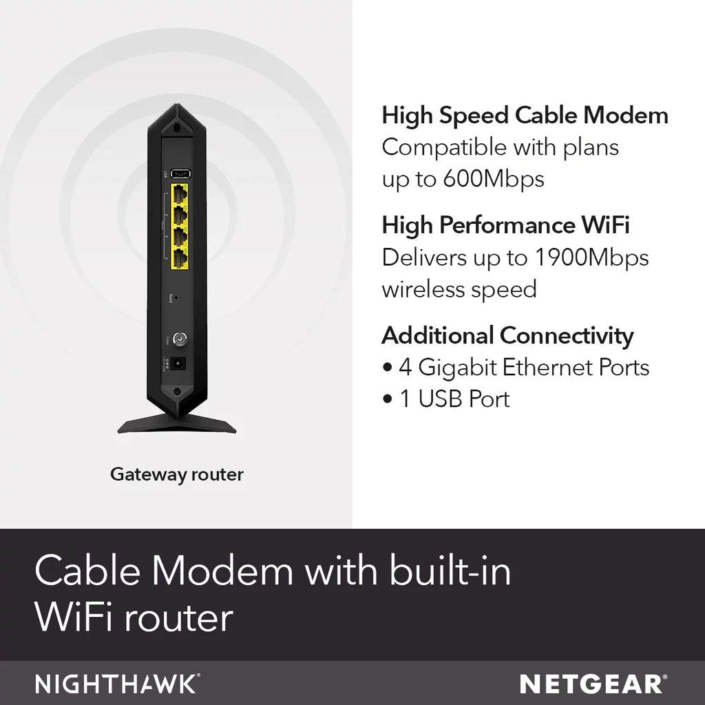 AC1900 DOCSIS 3.0 Cable Modem + WiFi Router S708079