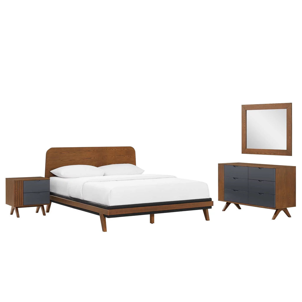 4 Piece Bedroom Set in Walnut G13057