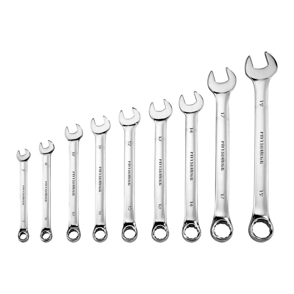 Fully Polished Metric Combination Wrench Set, 9 Piece Q69673