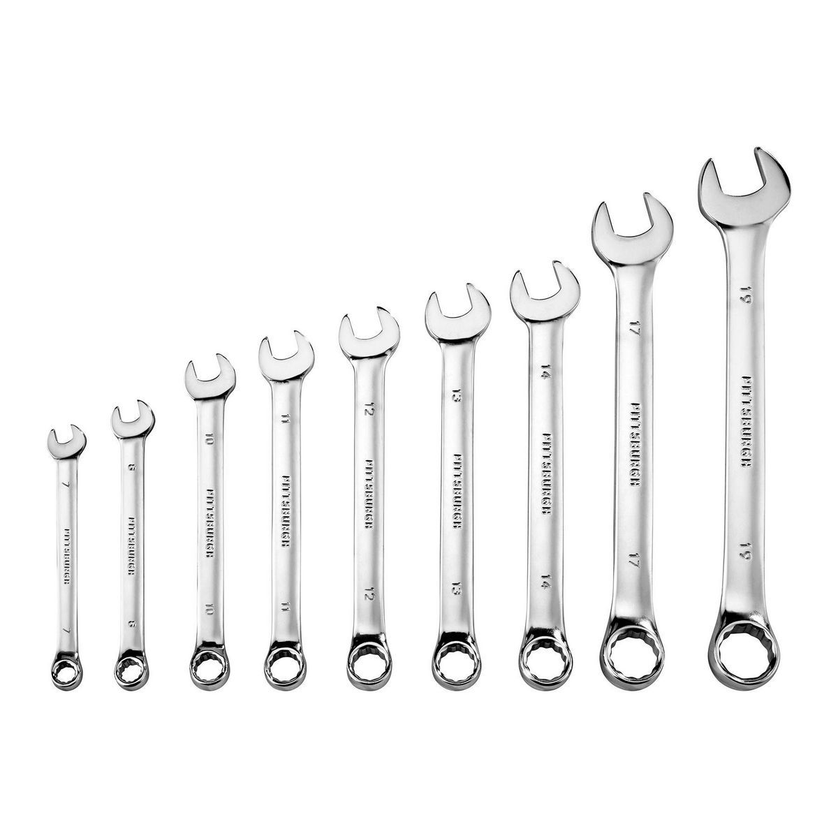 Fully Polished Metric Combination Wrench Set, 9 Piece Q69673