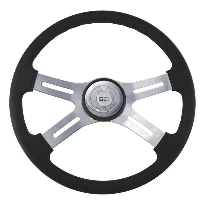 Black 4-Spoke Poly Steering Wheel 18inch Diameter C9150