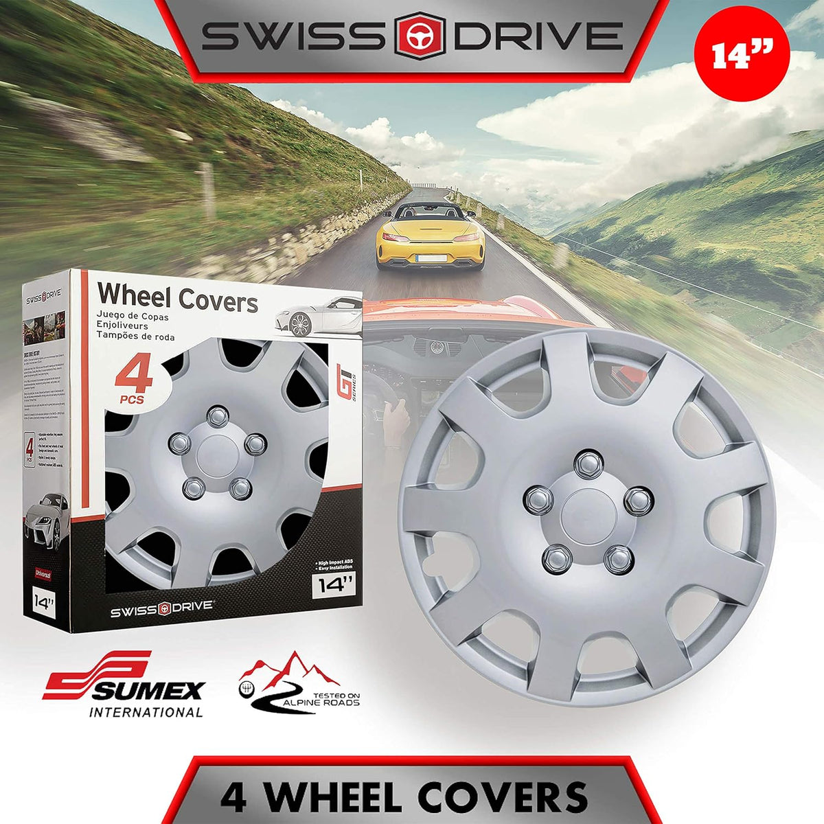 15-Inch Set of 4 Silver Car Wheel Hub Caps C17621