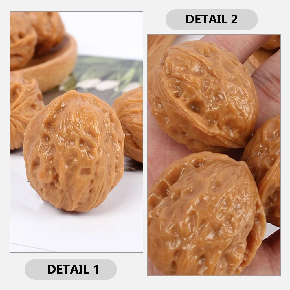 6 Pcs Faux Walnut Artificial Nuts Decorations D648