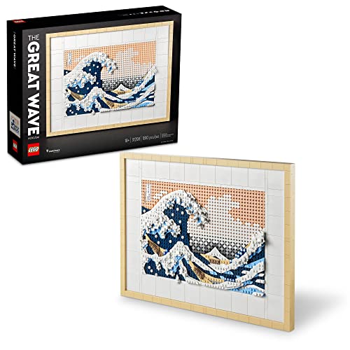 LEGO Art Hokusai – The Great Wave 31208, 3D Japanese Wall Art Craft Kit, Framed Ocean Canvas G95373